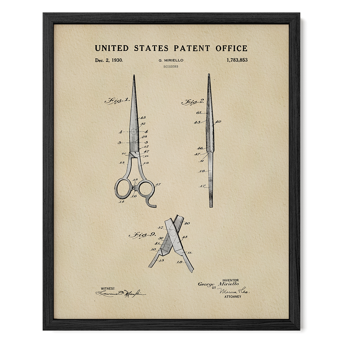Barbershop Scissors (1930) patent art print