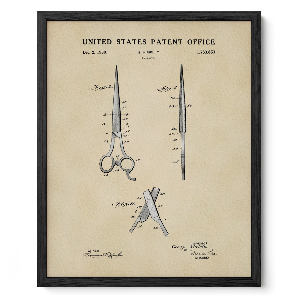 Barbershop Scissors (1930) patent art print