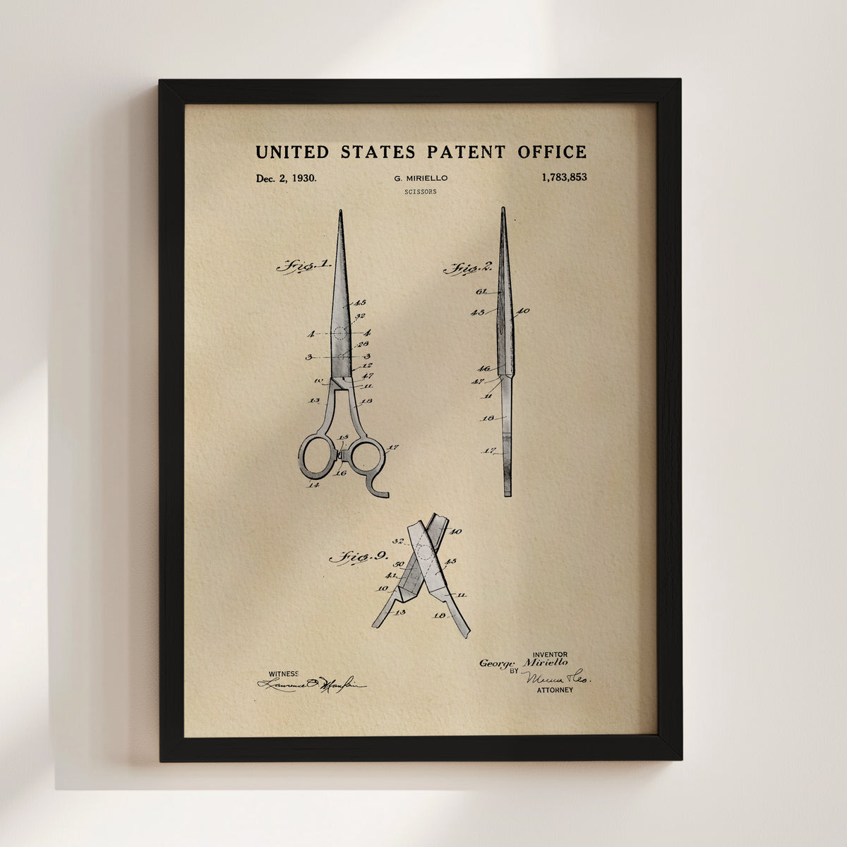 Barbershop Scissors (1930) patent art print
