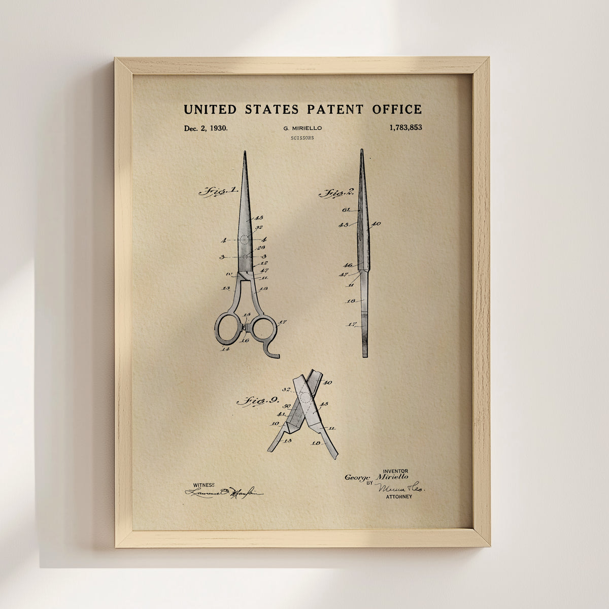 Barbershop Scissors (1930) patent art print