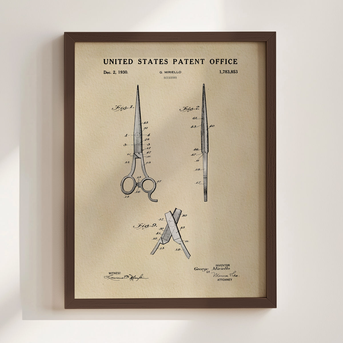 Barbershop Scissors (1930) patent art print