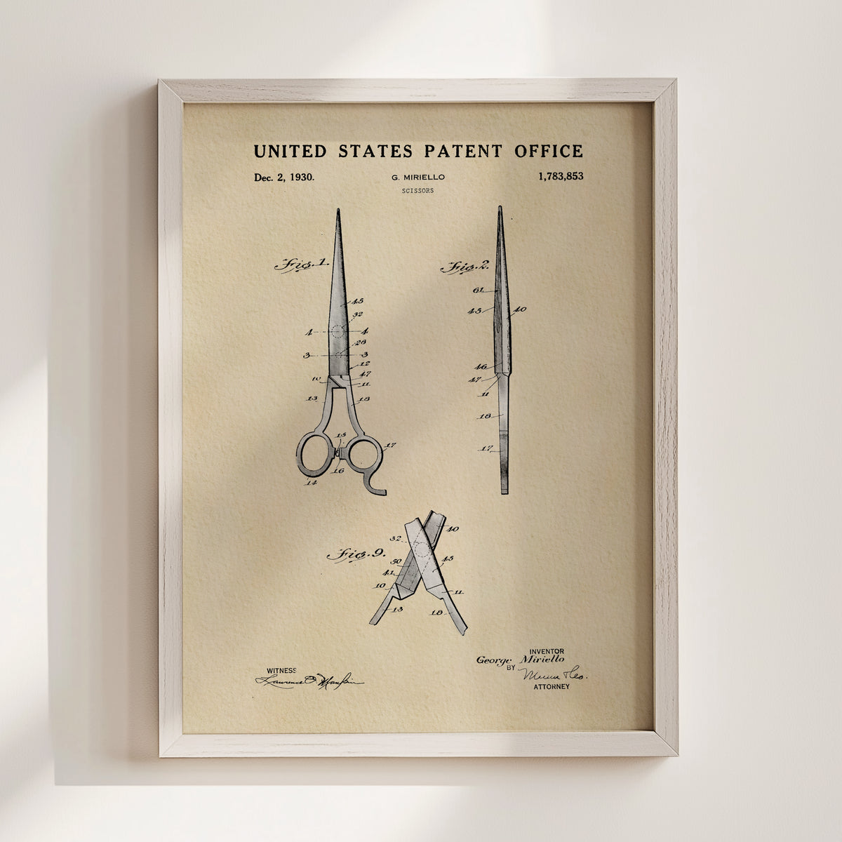 Barbershop Scissors (1930) patent art print