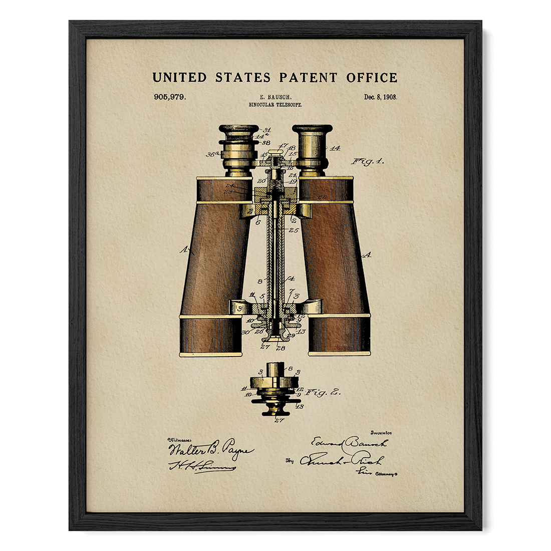 Binoculars (1908) patent art print