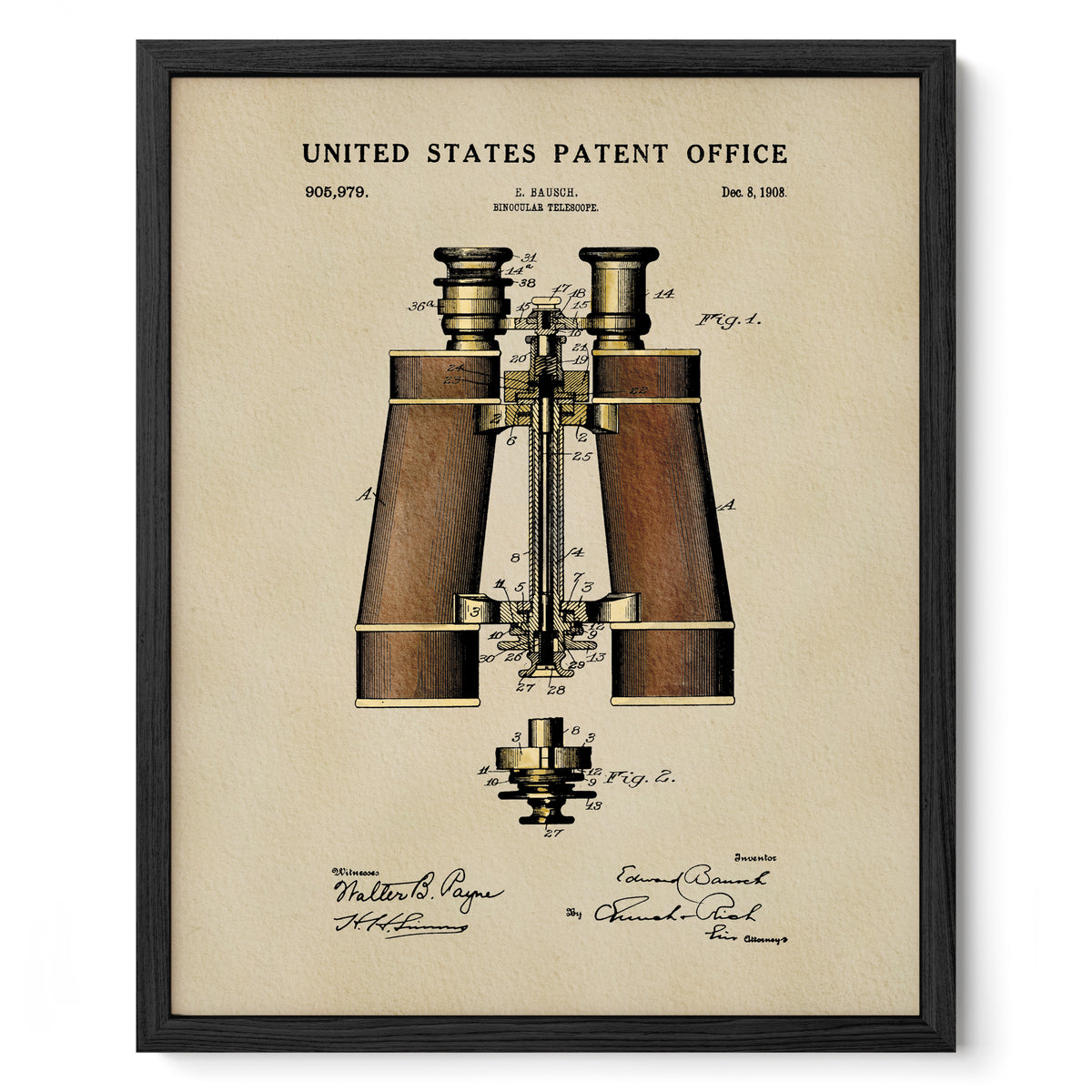 Binoculars (1908) patent art print