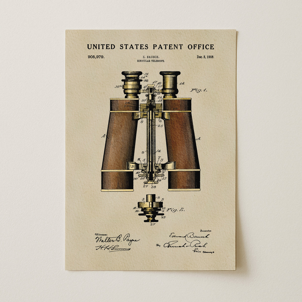 Binoculars (1908) patent art print