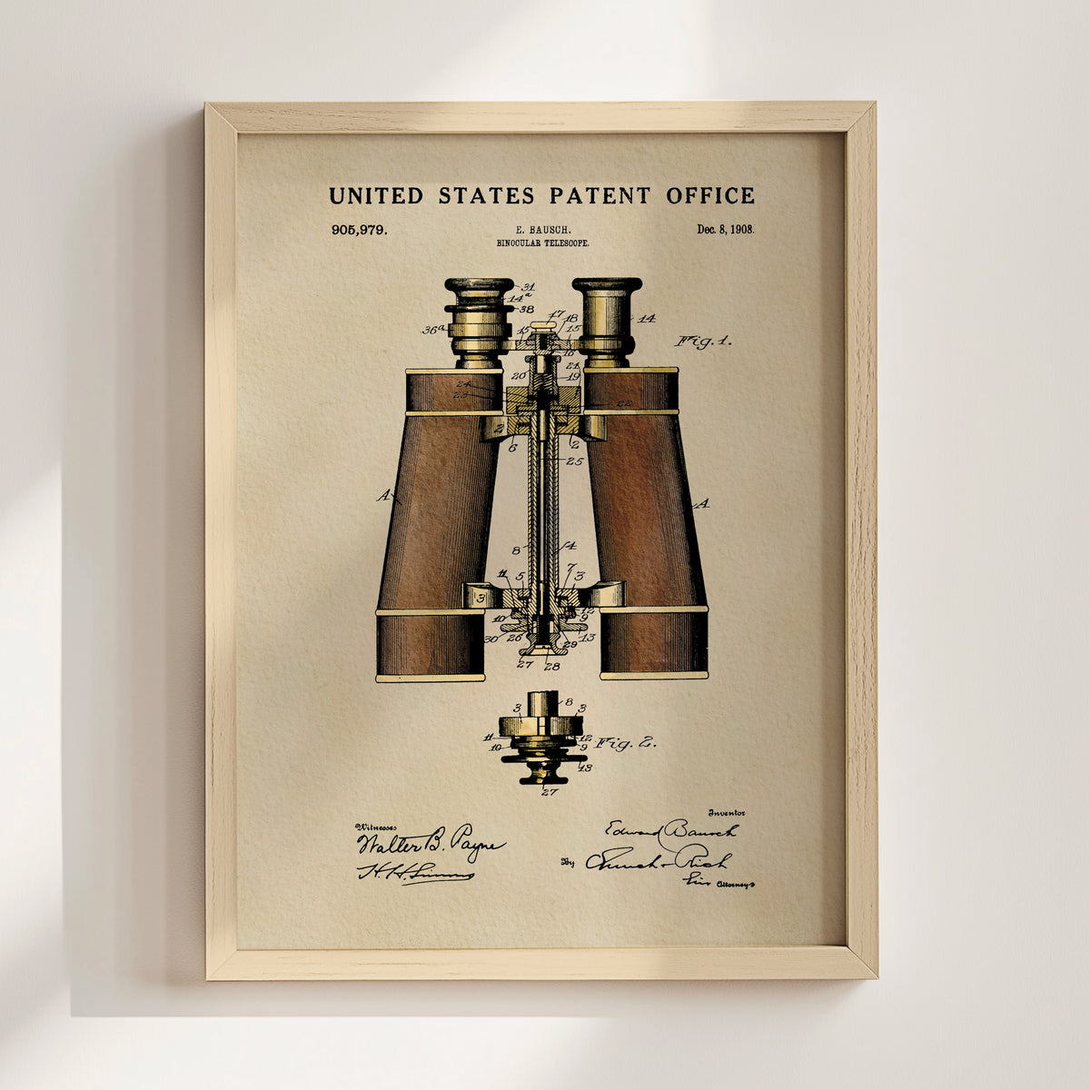 Binoculars (1908) patent art print