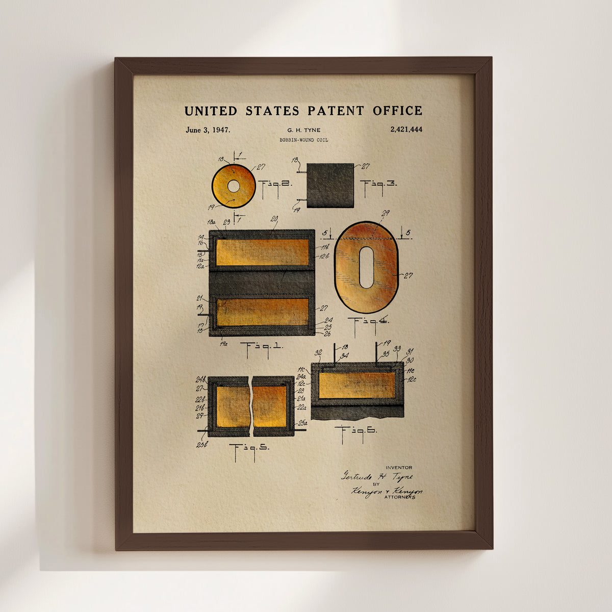 Bobbin-Wound Coil (1947) patent art print