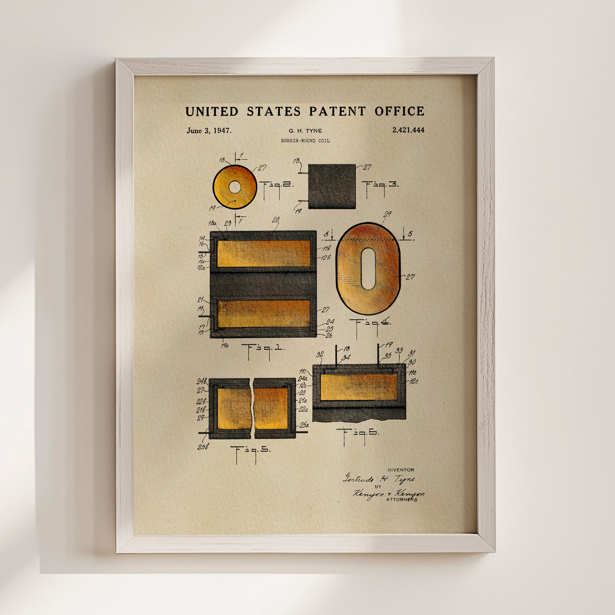 Bobbin-Wound Coil (1947) patent art print