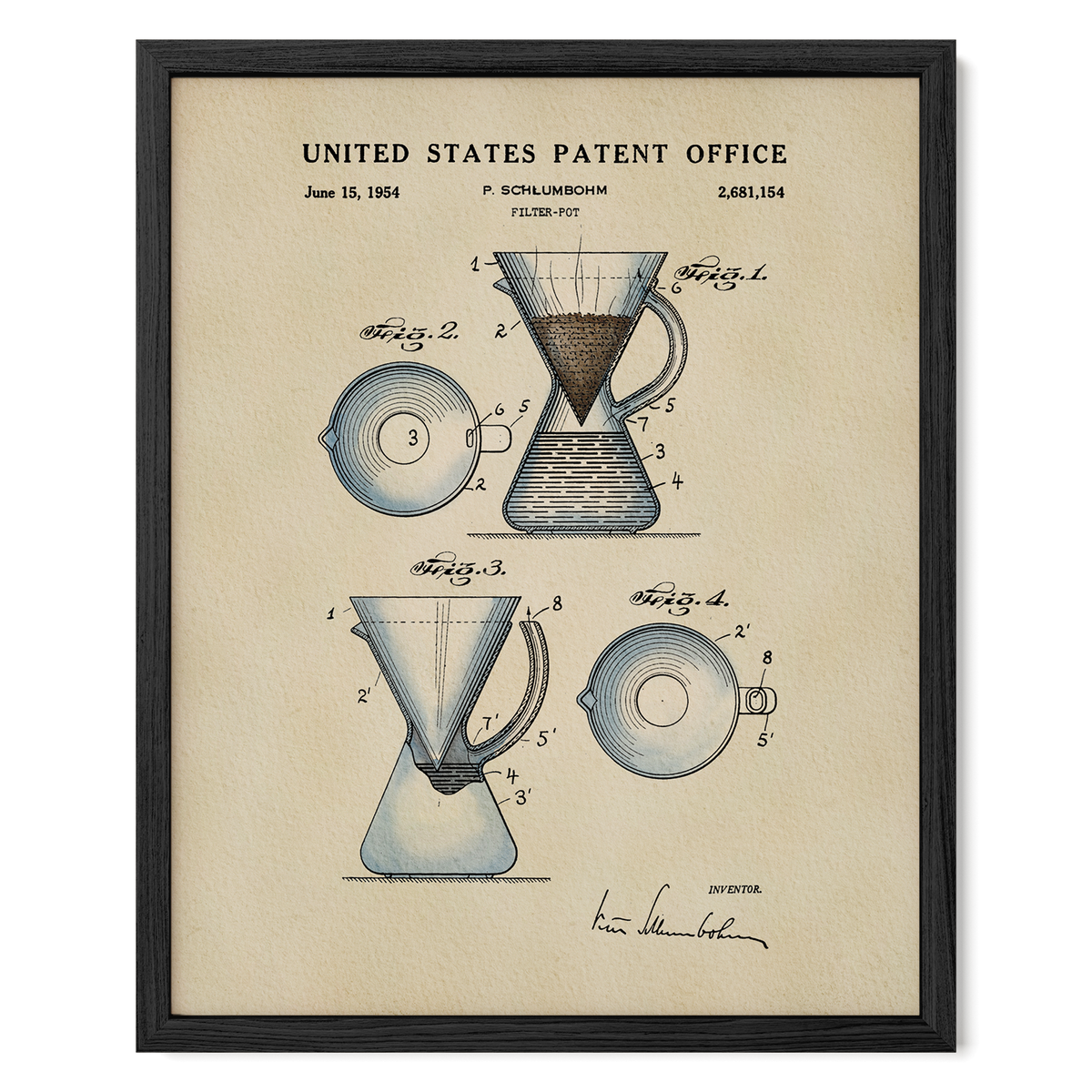 Coffee Filter Pot (1954) patent art print