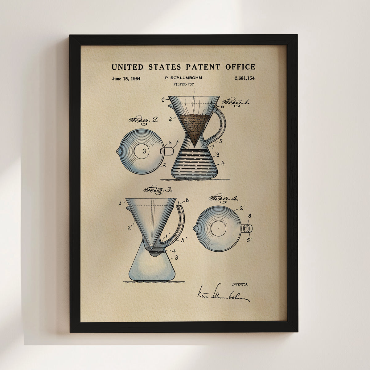 Coffee Filter Pot (1954) patent art print