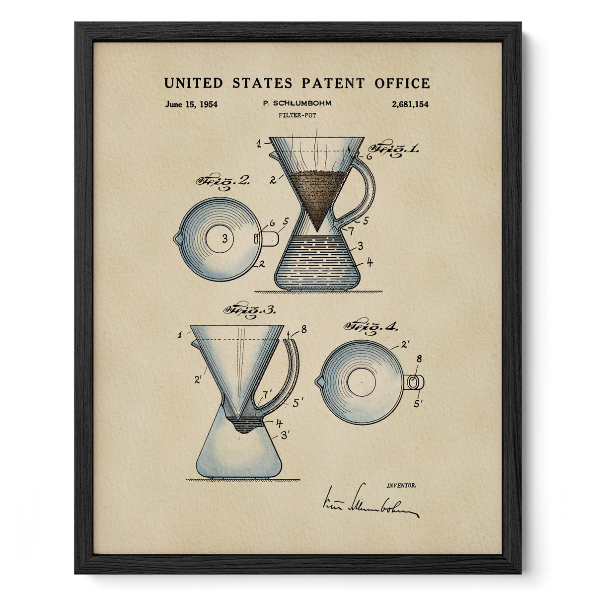 Coffee Filter Pot (1954) patent art print