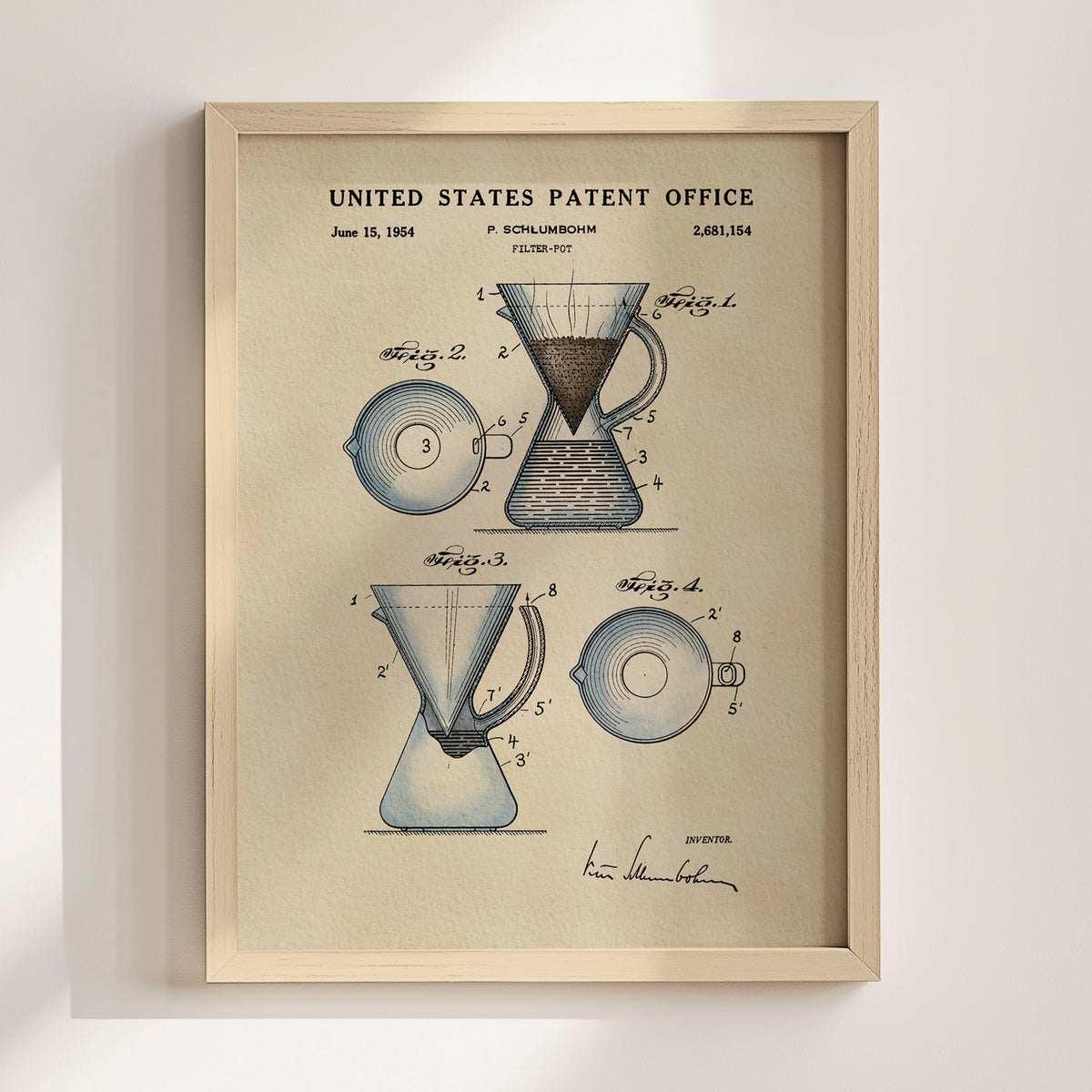 Coffee Filter Pot (1954) patent art print