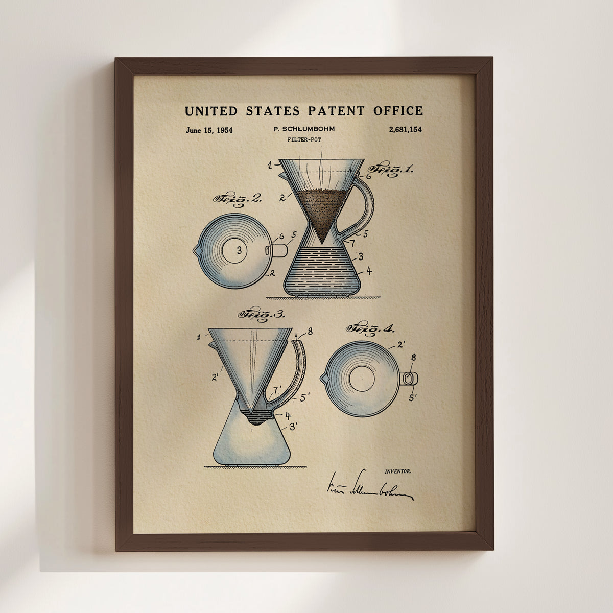 Coffee Filter Pot (1954) patent art print