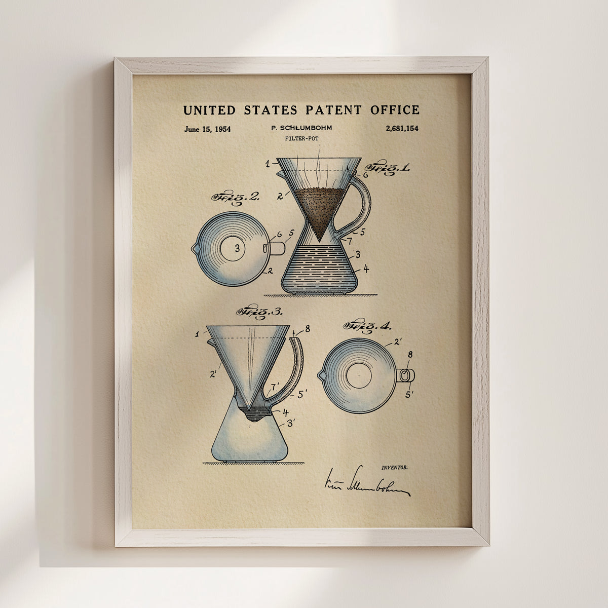 Coffee Filter Pot (1954) patent art print