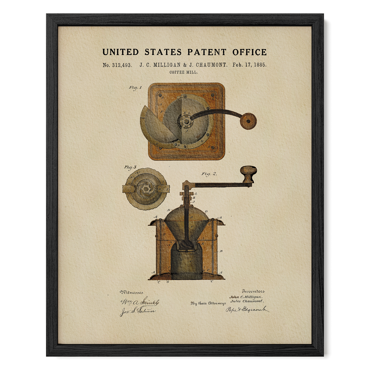 Coffee Mill (1885) patent art print