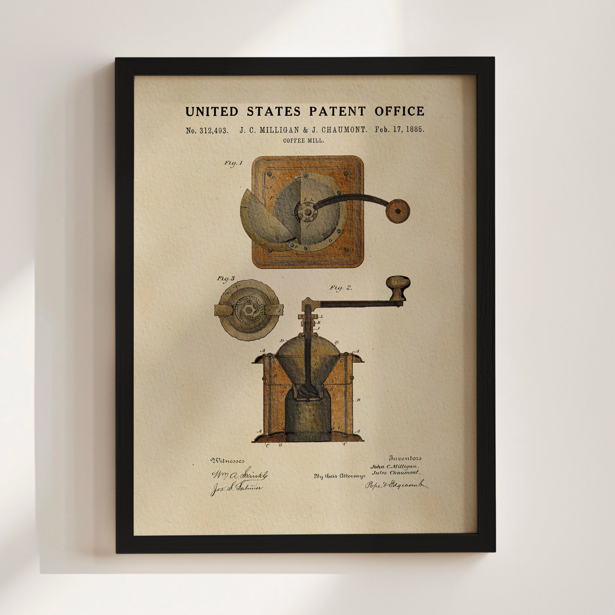 Coffee Mill (1885) patent art print