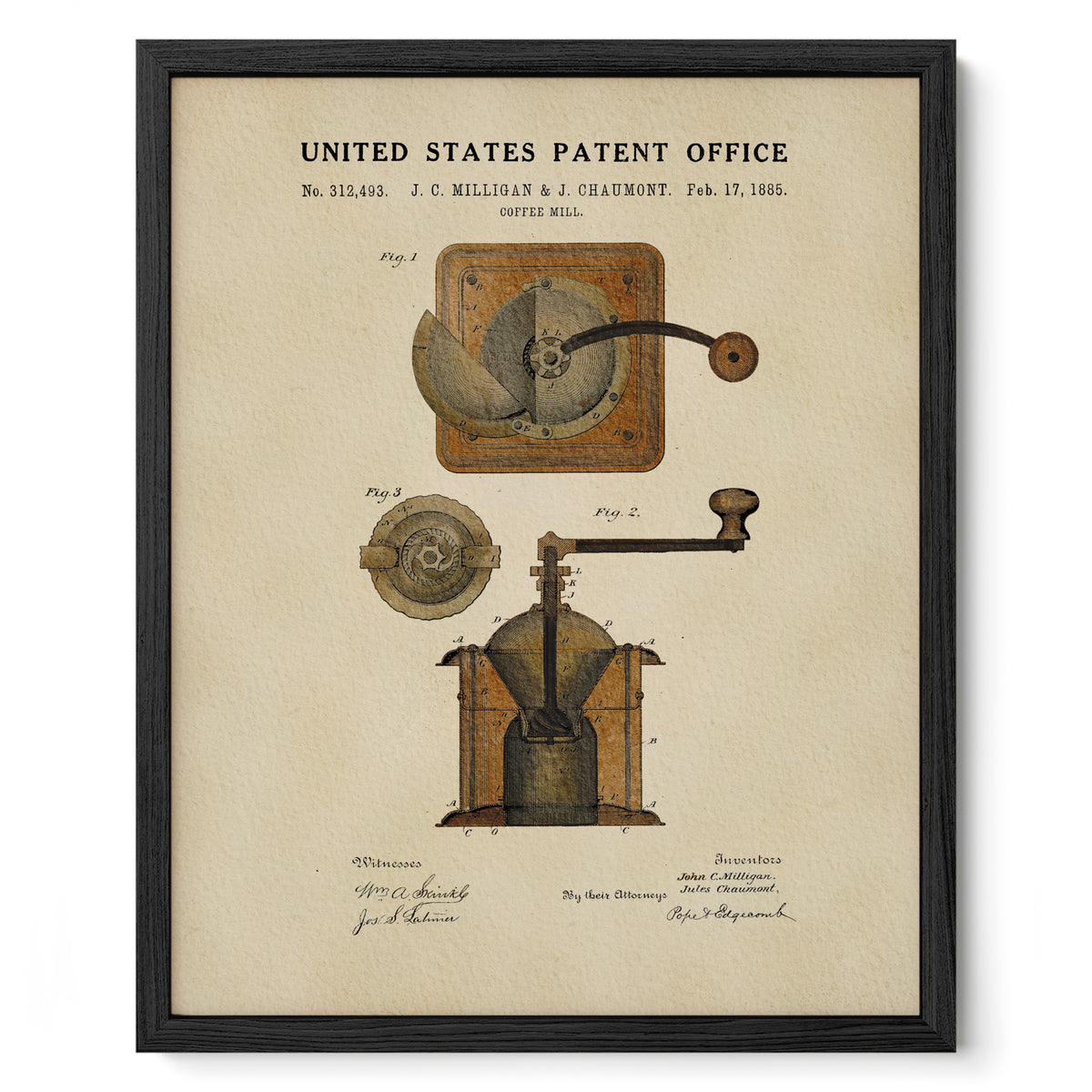 Coffee Mill (1885) patent art print