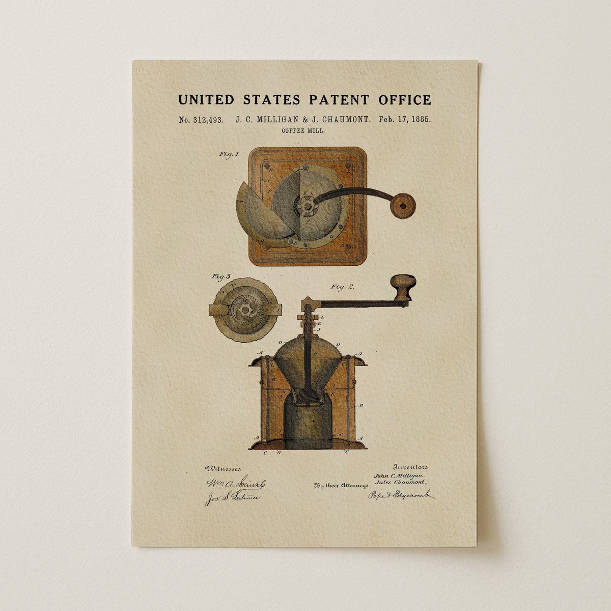 Coffee Mill (1885) patent art print