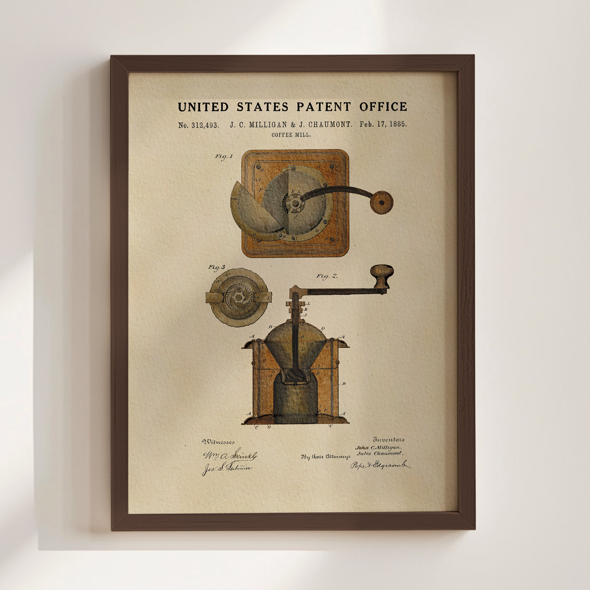 Coffee Mill (1885) patent art print