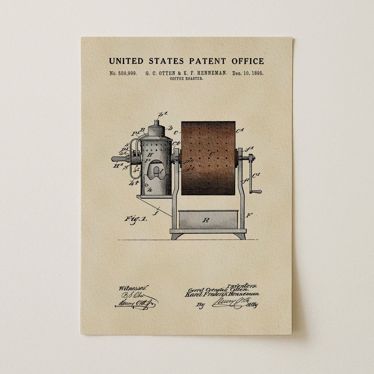 Coffee Roaster (1895) patent art print