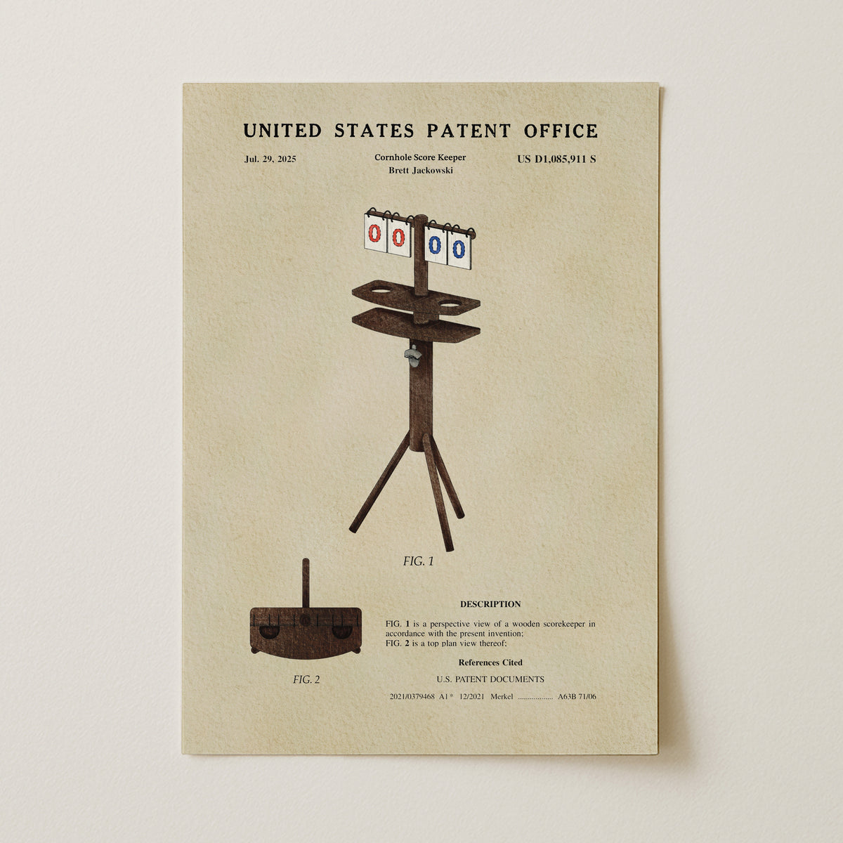 Cornhole Score Keeper (2025) patent art print