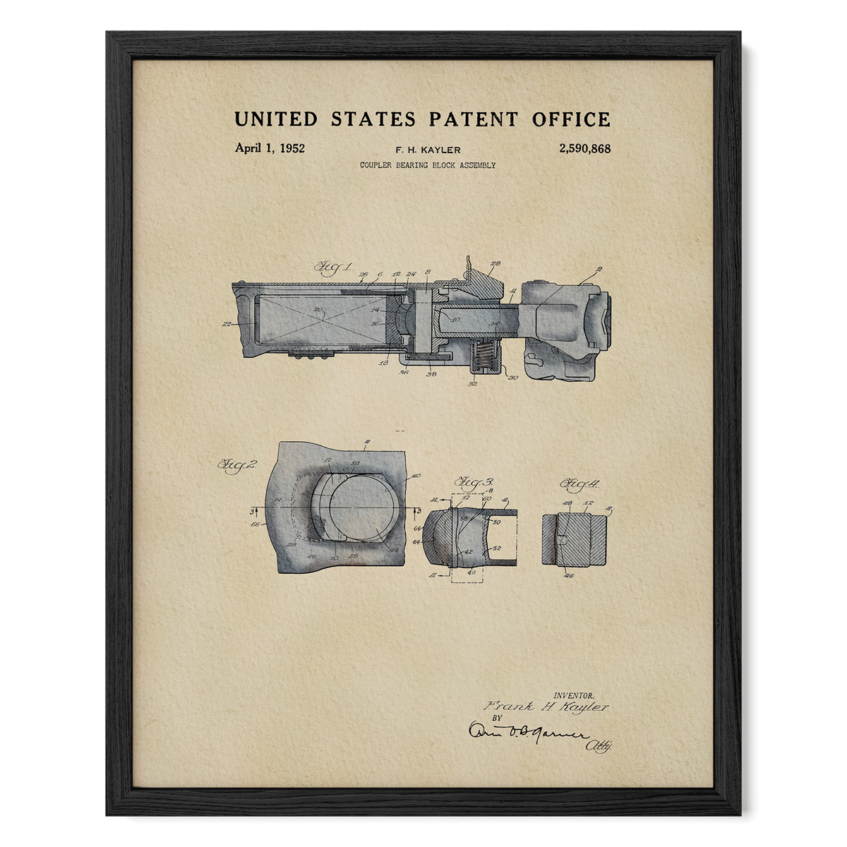Coupler Bearing Block (1952) patent art print