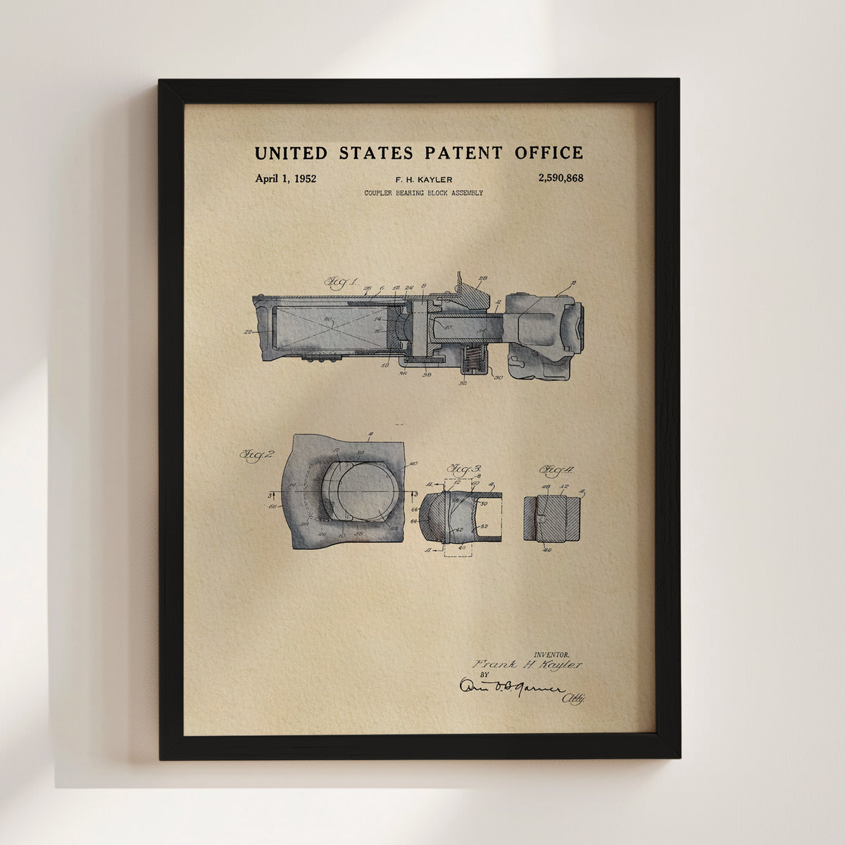 Coupler Bearing Block (1952) patent art print