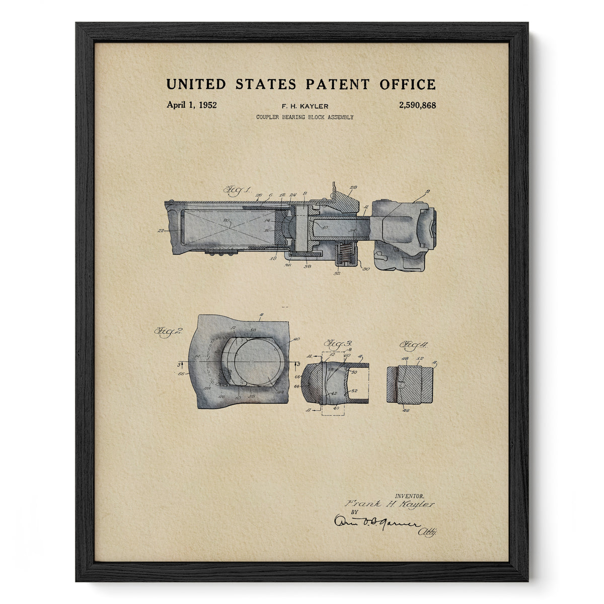 Coupler Bearing Block (1952) patent art print
