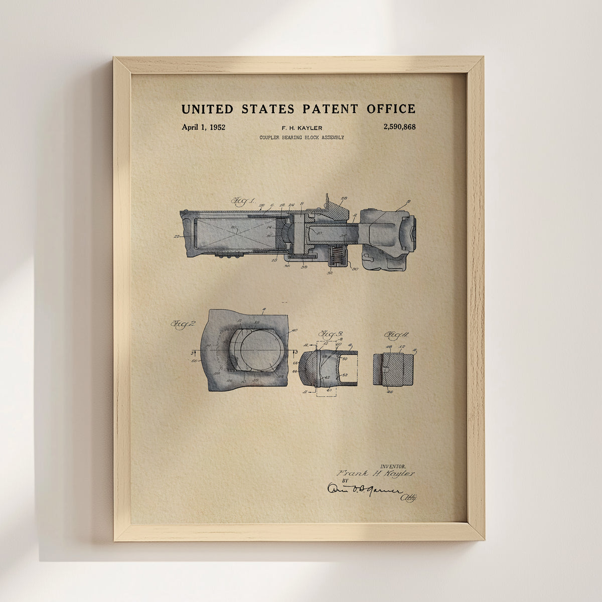 Coupler Bearing Block (1952) patent art print