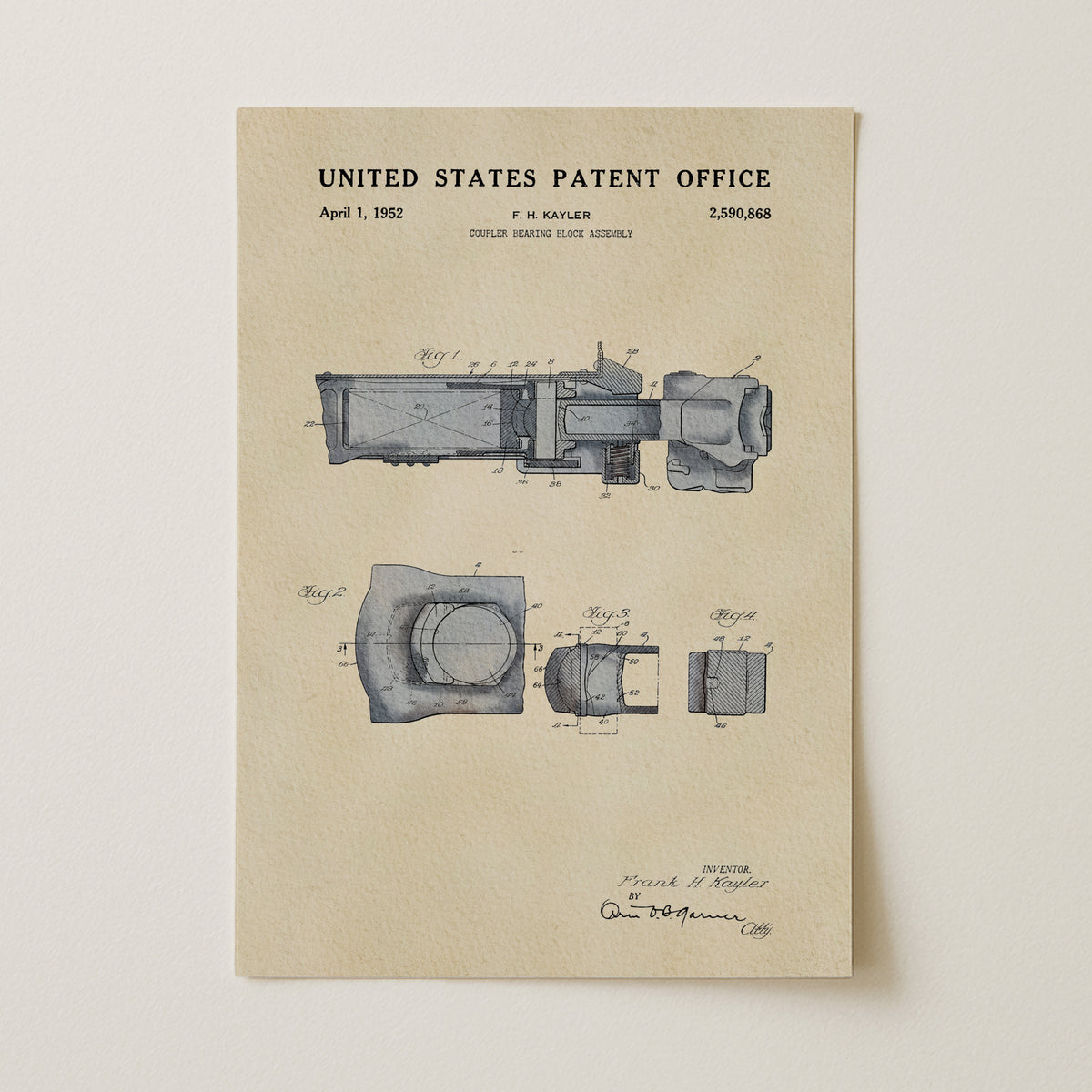 Coupler Bearing Block (1952) patent art print