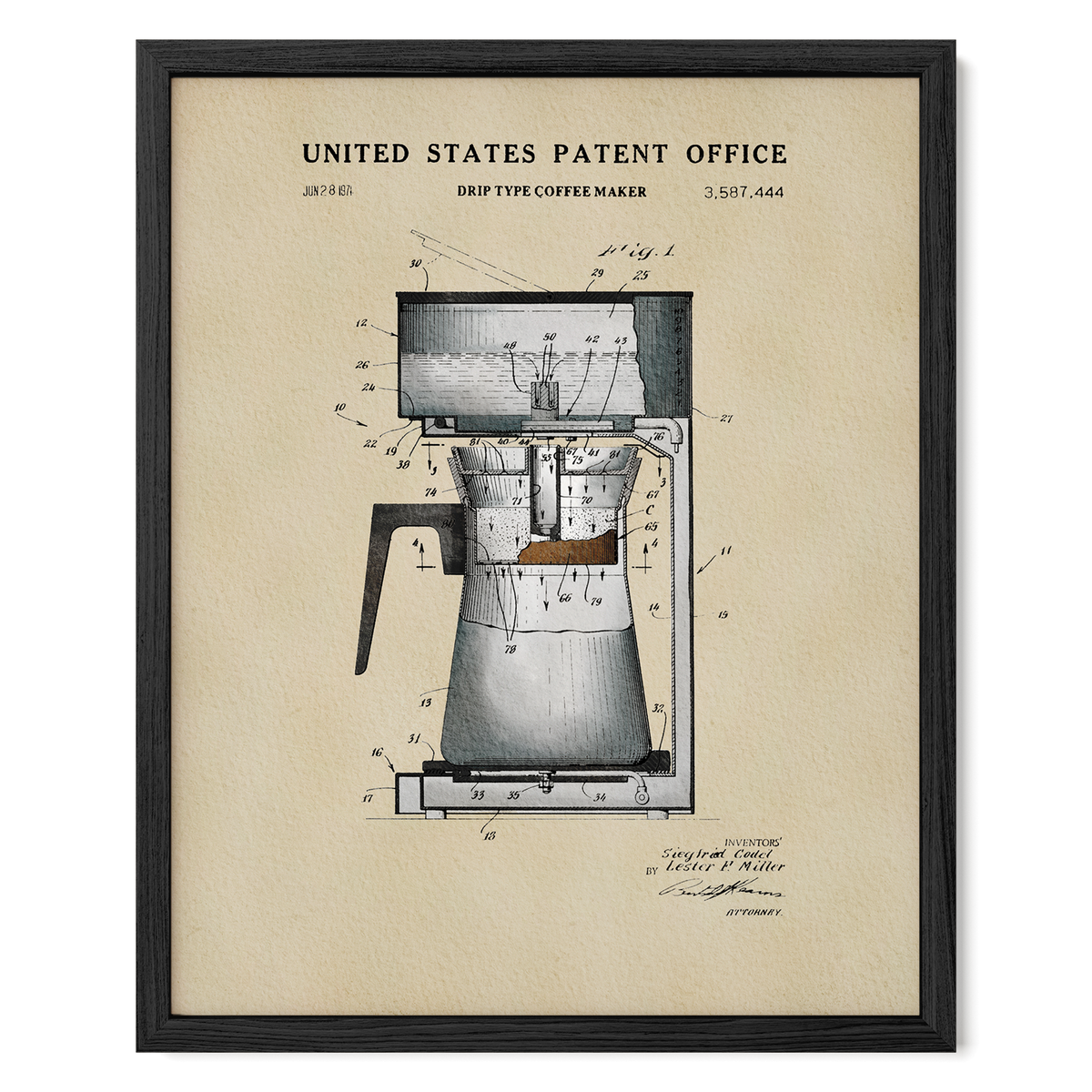 Drip Coffee Maker (1971) patent art print