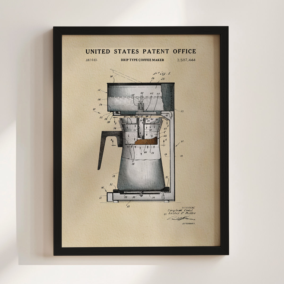 Drip Coffee Maker (1971) patent art print