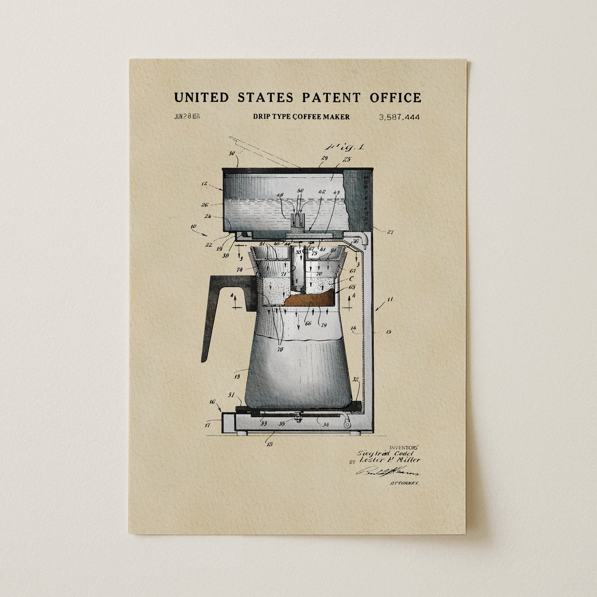 Drip Coffee Maker (1971) patent art print
