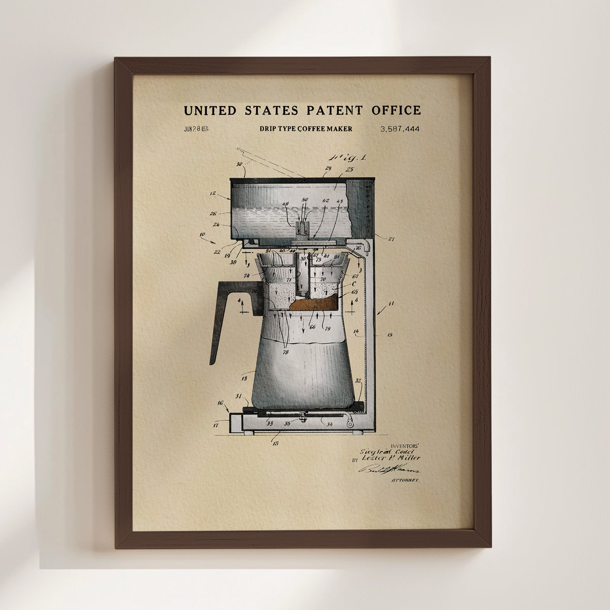 Drip Coffee Maker (1971) patent art print