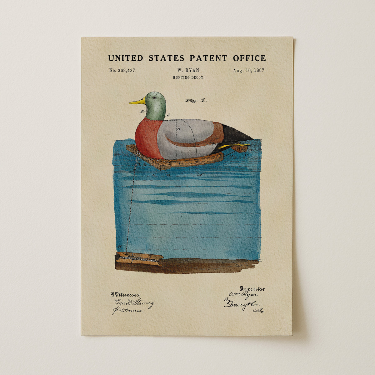 Duck Decoy (1887) patent art print
