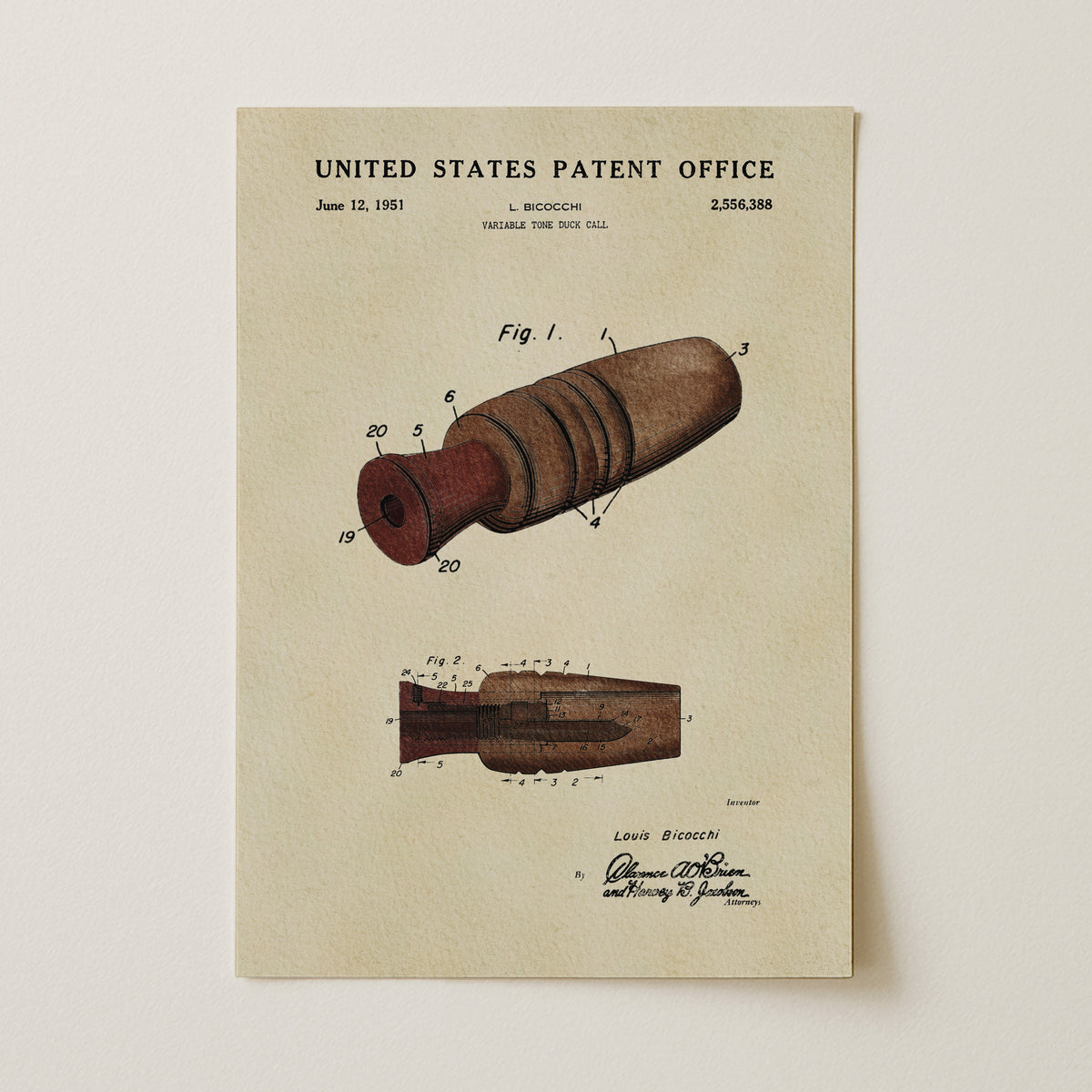 Duck Call (1951) patent art print