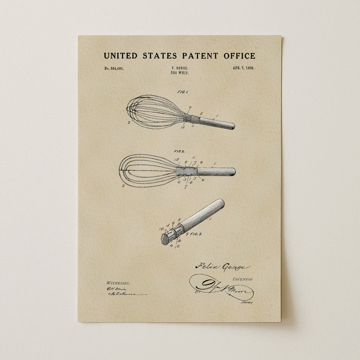 Egg Whip (1908) patent art print