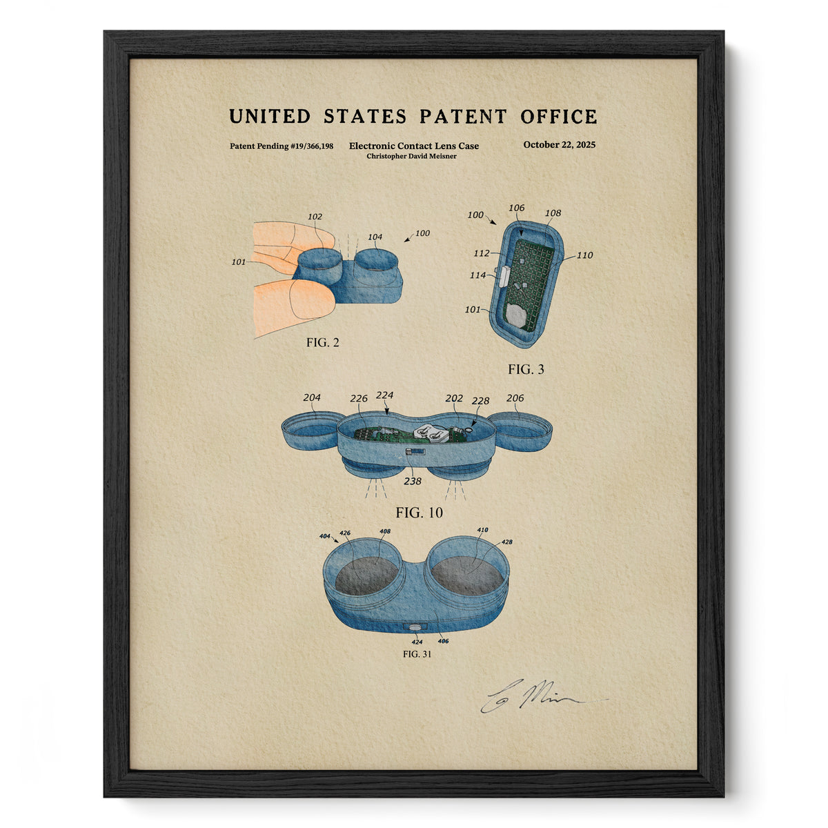 Electronic Contact Lens Case (2025) patent art print