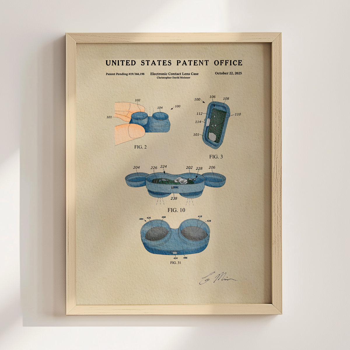 Electronic Contact Lens Case (2025) patent art print