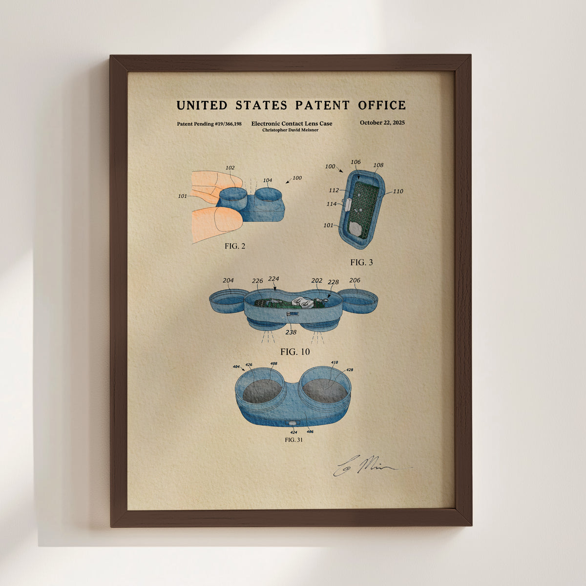 Electronic Contact Lens Case (2025) patent art print