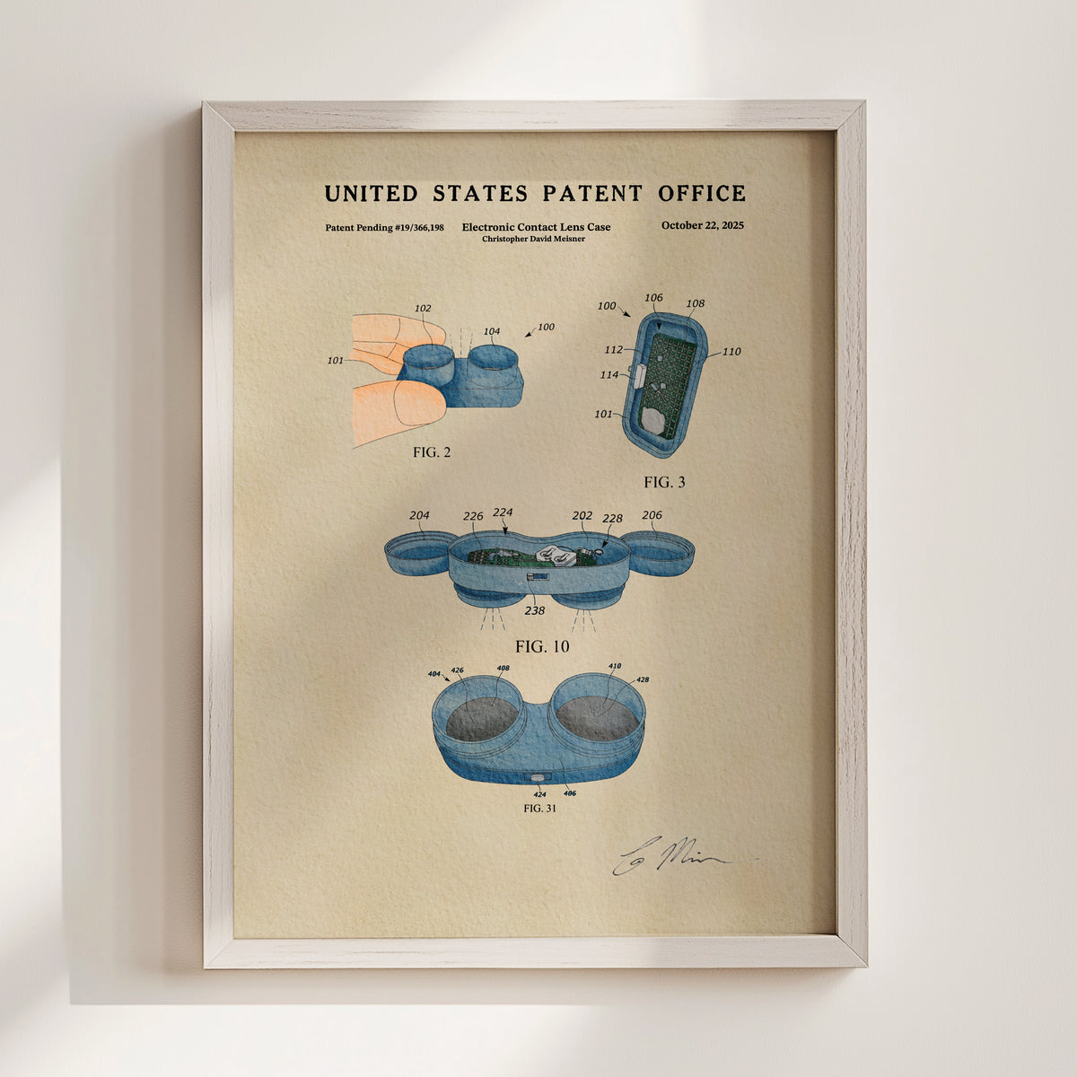Electronic Contact Lens Case (2025) patent art print