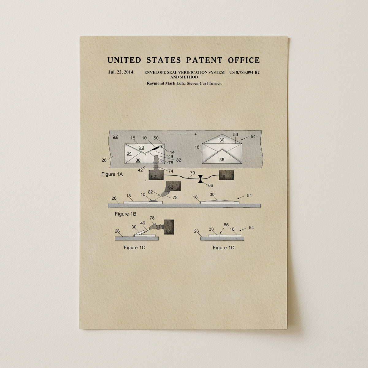 Envelope Seal Verification System (2014) patent art print