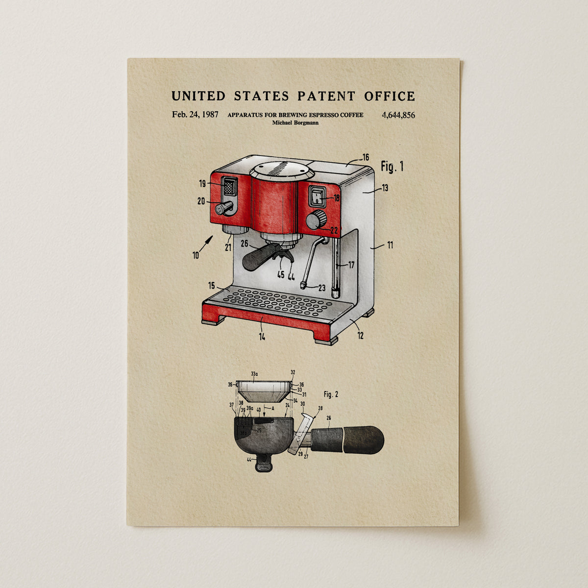 Espresso Machine (1987) patent art print