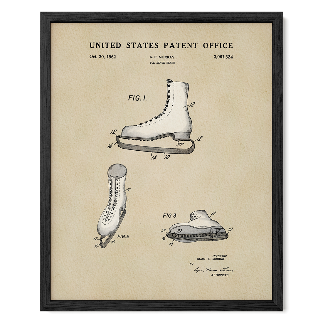 Figure Skate (1962) patent art print