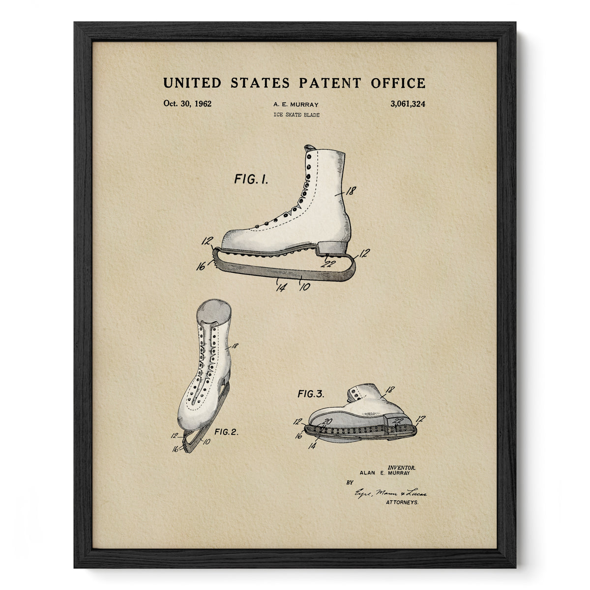 Figure Skate (1962) patent art print