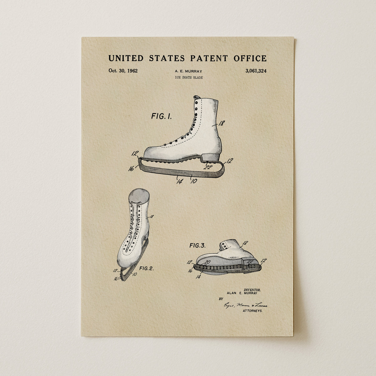 Figure Skate (1962) patent art print