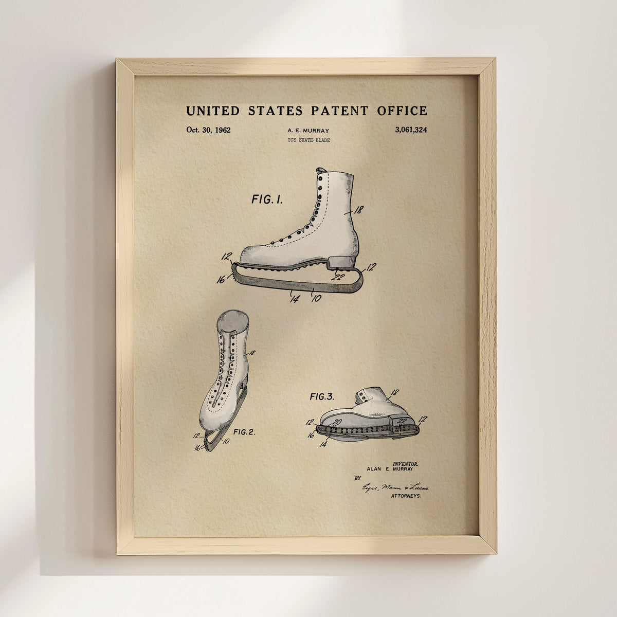Figure Skate (1962) patent art print