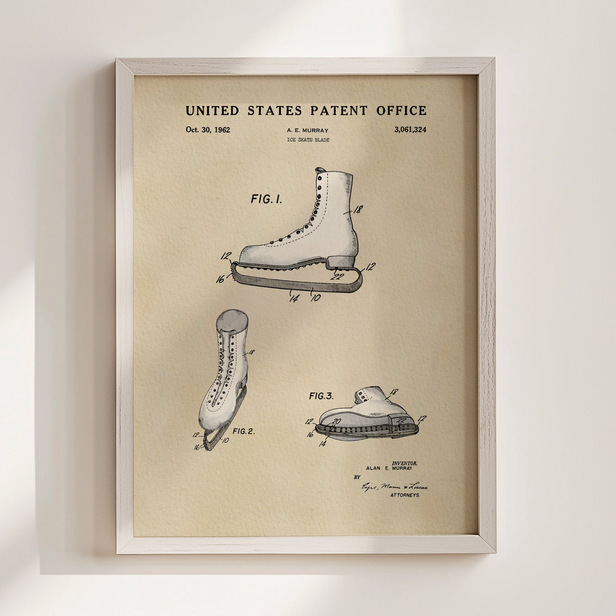 Figure Skate (1962) patent art print