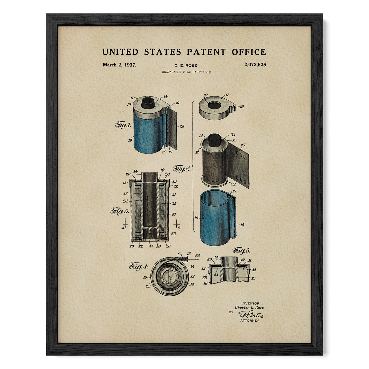 Film Cartridge (1937) patent art print