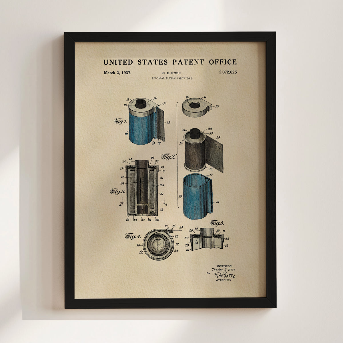 Film Cartridge (1937) patent art print